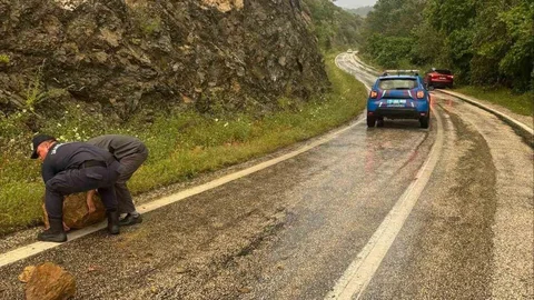 Aşırı Yağış Sonrası Kaya Düşmesi