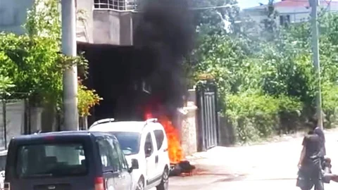 Batman'da Motosiklet Yangını