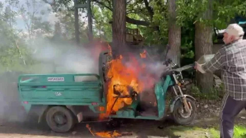 Amasya’da Elektrikli Motosiklet Yangını