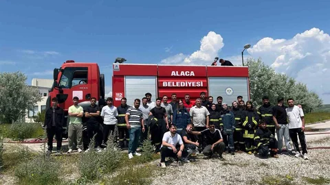 Alaca'da Uygulamalı Yangın Eğitimi