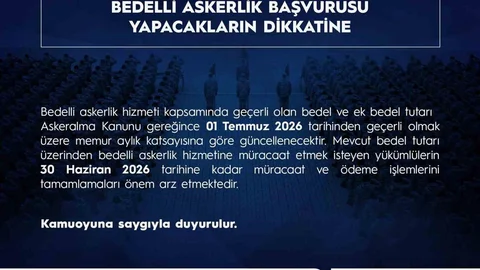 Bedelli Askerlik Tutarı Güncelleniyor