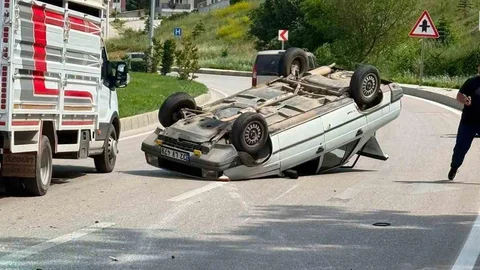 Eğirdir'de Takla Atan Araçta Sürücü Yaralandı
