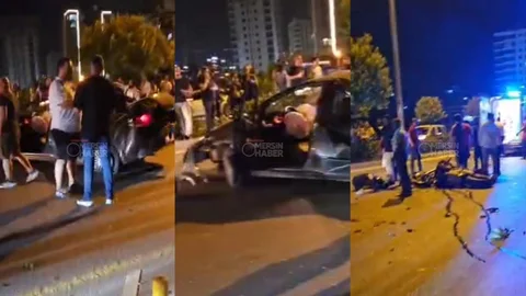 Toroslar’da Feci Kaza: Kontrolden Çıkan Araç Karşı Şeride Geçip Motosikletlilere Çarptı! 2 Yaralı