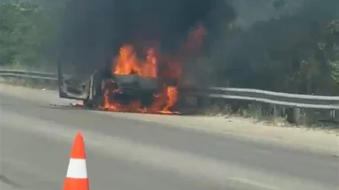 Bursa'da Seyir Halindeki Araç Yandı