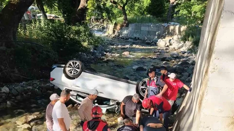 Edremit'te Araç Dereye Uçtu