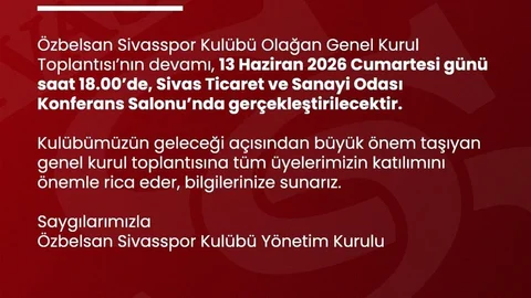 Sivasspor'da Genel Kurul Yaklaşıyor
