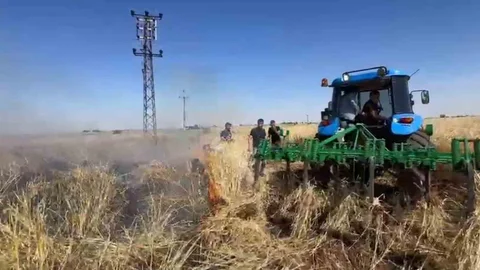 Şanlıurfa'da Arpa Tarlasına Yangın Düştü