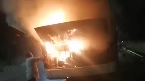Samsun'da Yolcu Otobüsünde Yangın Çıktı