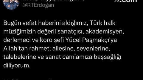 Cumhurbaşkanı Erdoğan'dan Taziye Mesajı