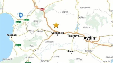 Aydın'da 3.9 Büyüklüğünde Deprem Oluştu