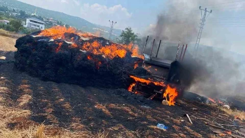 Tarsus'ta Saman Yangını Meydana Geldi