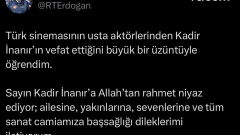 Cumhurbaşkanı Erdoğan'dan Taziye Mesajı