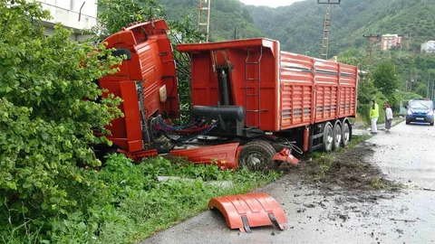 Giresun'da Kamyon Bahçeye Girdi