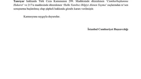 Tamar Tanrıyar Hakkında Gözaltı Kararı Alındı