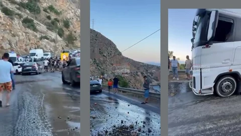 Aydıncık-anamur Yolunda Zincirleme Kazalar: Tırın Delinen Deposu Yolu Buz Pistine Çevirdi: Peş Peşe Kazalar!