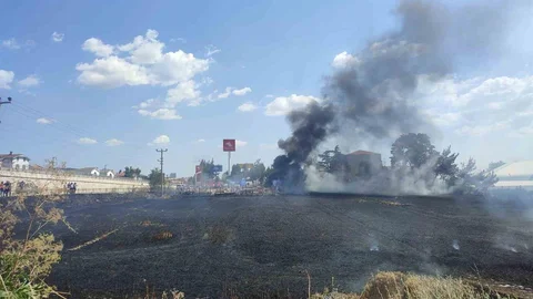 Keşan'da Buğday Tarlasında Yangın