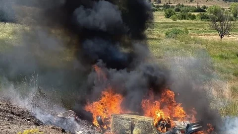 Kütahya'da Takla Atan Araç Yangın Çıkardı
