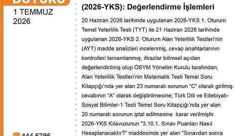 YKS Sonuçları Güncellendi