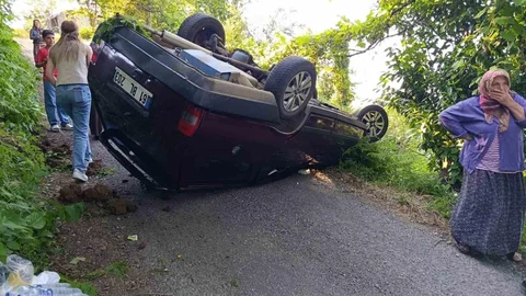 Giresun'da Otomobil Takla Attı