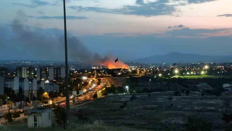 Ankara'da Otluk Arazi Yangını