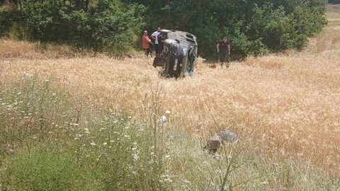 Tokat'ta Hafif Ticari Araç Takla Attı