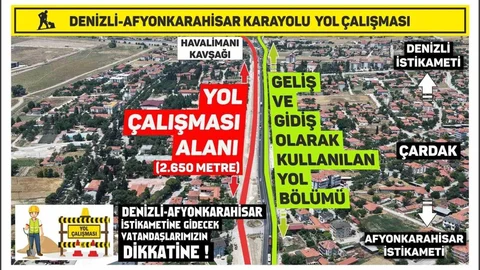 Denizli-Afyonkarahisar Karayolunda Çalışmalar Sürüyor