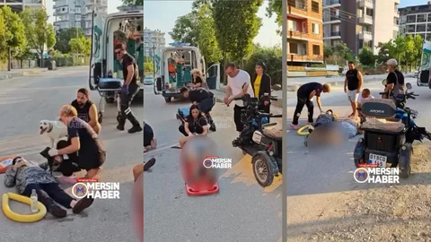 Mezitli'de Bozuk Yol Kazaya Davetiye Çıkardı: Elektrikli Motosiklet Devrildi, 2 Kadın Yaralandı!