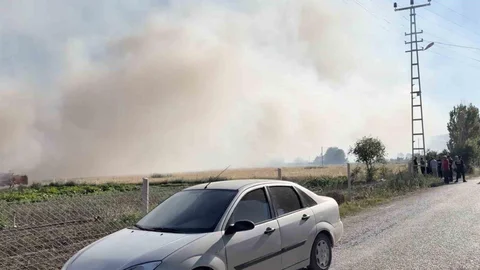 Çorum'da Tarlada Yangın Çıktı