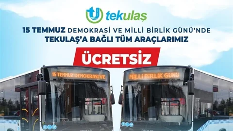 Tekirdağ'da 15 Temmuz'da Ulaşım Ücretsiz