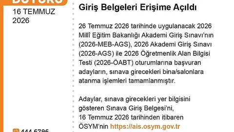 AGS ve ÖABT Giriş Belgeleri Erişime Açıldı