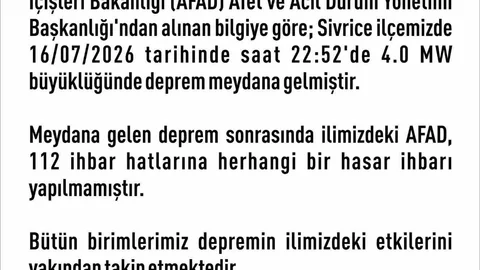 Elazığ'da 4.0 Büyüklüğünde Deprem