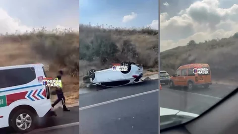 Mersin-adana Otoyolunda Kontrolden Çıkan Araç Takla Atarak Durabildi