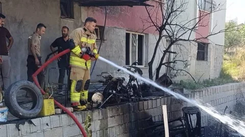 Antakya'da Motosiklet Yangını
