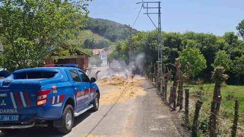 Zonguldak'ta Saman Yüklü Tırda Yangın Paniği