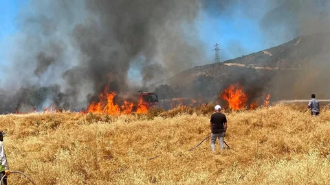 Kütahya Simav'da Buğday Tarlasında Yangın