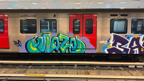 Ankara'da Metro Vagonlarına Grafiti Yapıldı