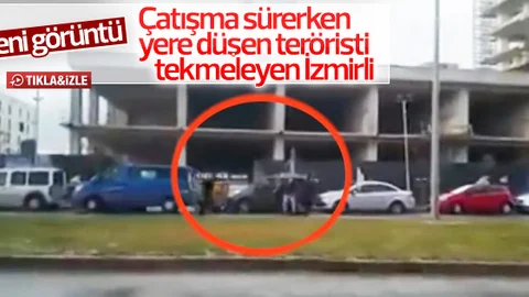 İzmir Saldırısında Vurulan Teröristi İzmirli Tekmeledi