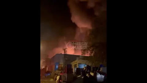 Mersin'de Geri Dönüşüm Tesisinde Yangın Görüntüleri Yayınlandı