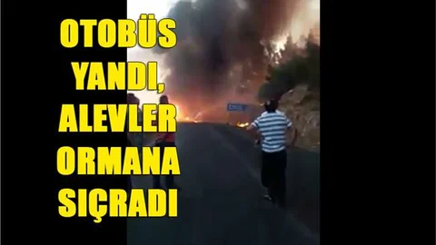 Mersin'de Otobüs Yangını, Ormanlık Alana Sıçradı