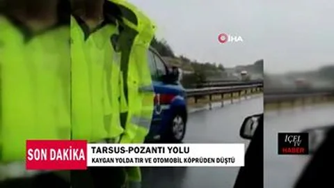 İşte Anbean Tır ve Otomobilin Köprüden Düşüğü Anlar!
