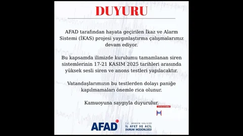 Mersin'de Siren Testleri Yapılacak