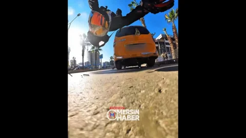 Motosiklet Kazası Kask Kamerasında Görüntülendi