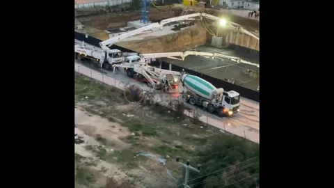 Mezitli'de İnşaat Çalışmaları Gece Boyu Sürdü