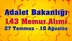 Adalet Bakanlığı 145 (Personel) Memur Alacak 27 Temmuz - 10 Ağustos