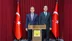 Bayburt Valisi Mustafa Eldivan, Aydıntepe Kaymakamı Deniz Yıldırım'a hayırlı olsun ziyaretinde bulundu.