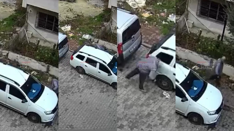 Güvenlik Kamerası Yakaladı: Mersin'de Kimliği Belirsiz Şahıs Araç Lastiklerini Kesti, Sakin Sakin Uzaklaştı