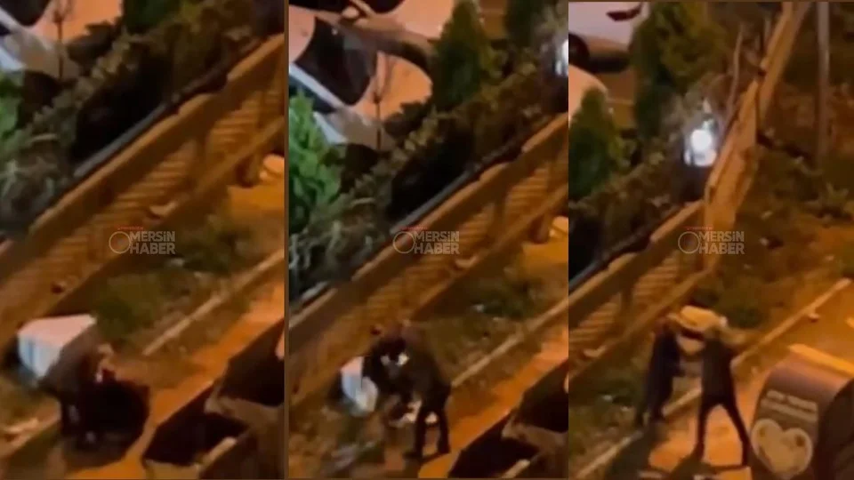 Mezitli Halı Saha Sokağı'nda 2 Kişinin Şiddetli Kavgası Anbean Kaydedildi: Yumruklar Havada Uçuştu!