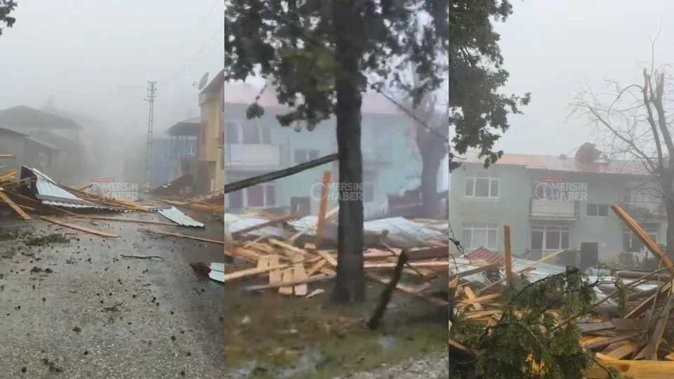Şiddetli Fırtına Çamlıyayla'yı Vurdu: Boztepe'de Çatılar Uçtu