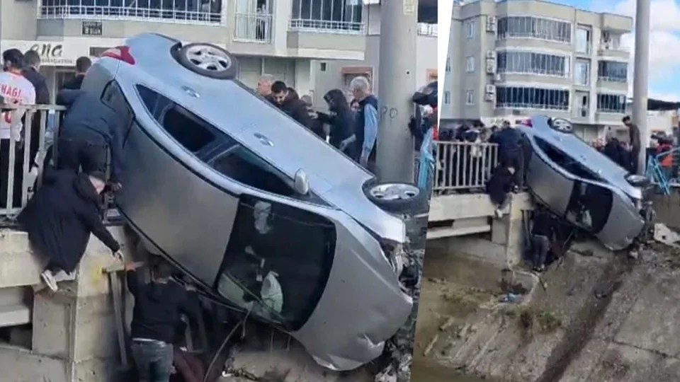 Tarsus'ta Köprüde Kaza: Araç Korkuluklarda Asılı Kaldı, 6 Kişi Yaralandı
