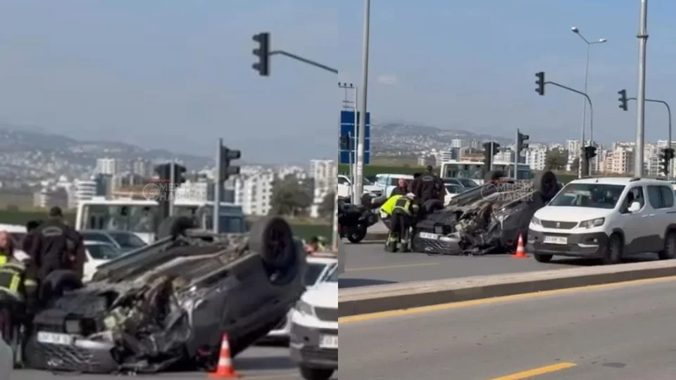 Mersin 3. Çevre Yolu’nda Korkutan Kaza: Kavşakta Takla Attı!